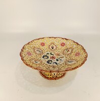 ZSOLNAY ANTIK ÁTTÖRT KÉZZEL FESTETT TALPAS TORTATÁL (HD007)