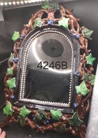 Hugo Lonitz majolika tükör 1850-ből, 43 x 32 cm-es. 4246b