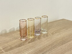 Art deco színes üveg feles poharak 4db