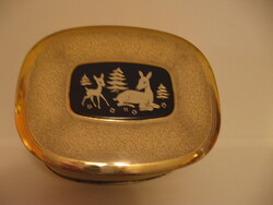 Retro Bremer OGO kávés doboz, arany színű, bádog