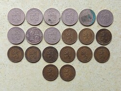 Csehszlovákia 20 db Különböző Érme 1 és 2 Korona 1962-1991