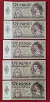 1939 évi 5 Pengő 5db sorszámkövető UNC.