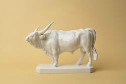Régi Herendi Porcelán Szürke Marha Bika Szobor /  Figura / Retró Régi / Lipthay Mária