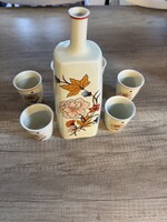 Hollóházi porcelán likőrös / pálinkás készlet – 1954 – jelzett – komplett (7 db)