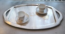 Antik gyönyörű ezüst jellegű füles tàlca Tàl kínáló tál asztalközép kínáló.Mester jelekkel! ,1,65 kg