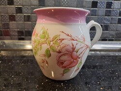 Antik rózsás porcelán hasas bögre csupor findzsa