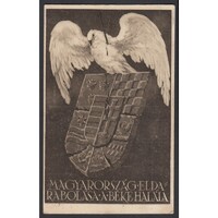 Magyarország,Magyarország eldarabolása a béke halála - Irredenta képeslap 1920