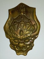 Kicsi vintage réz medál vagy dísz Buddhista istenség Mahakala