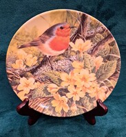 Vörösbegy madaras porcelán tányér, falitányér (L5994)