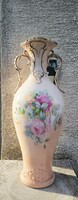 Antik hatalmas füles amphora vàza rózsa díszítéssel rendkívül dekoratívutatós darab ajàndék. 50 cm !