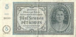 5 korun korona kronen 1942 Cseh Morva Protektorátus 4.