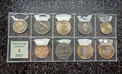 2023 évi fóliás érmesor 5,-Ft-200,-Ft-ig Petőfi, Honvéd, Mentőszolgálat emlékérme