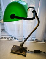 Szecessziós Art Deco stílusú Bronz öntvény talp Asztali làmpa, íróasztal bank làmpa