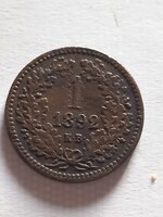 1 krajcár 1892 KB.