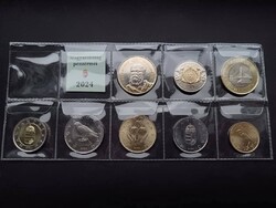 2024 évi fóliás érmesor 5,-Ft-200,-Ft-ig Batthyány, 100 éves MNB emlékérme