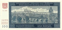100 korun korona kronen 1940 II. kiadás Cseh Morva Protektorátus 2. Nem perforált aUNC.