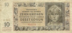 10 korun korona kronen 1942 Cseh Morva Protektorátus 1.