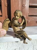 Antik Biedermeier Empire bronz öntvény  tűzaranyozott angyal szobor Bull Empire kandalló putto óra