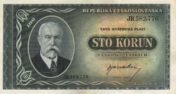 100 korun korona 1945 nem perforált Csehszlovákia