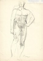 Szalay Lajos: Álló férfi akt – ceruzarajz