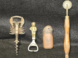 Régi dugóhuzó, derejevágó, öngyujtó csomag