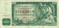 100 korun korona 1961 Csehszlovákia 1.