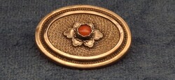 Antik Aranyozott Bieder Ezüst Korall Díszítéssel Kézzel Készített Bross ! Augsburgi !
