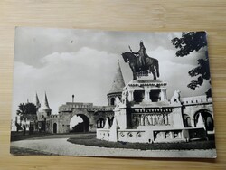 Budapest,Halászbástya a Szent István szoborral,  bélyegezve1961