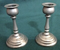 MID CENTURY - Ezüstözött FÉM gyertyatartó pár JÓ ÁLLAPOTBAN EGYBE ELADÓ !