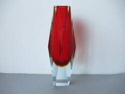 Óriási (31 cm), muránói sommerso, mandruzzato gyémántváza