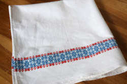 Antik régi népi len vászon szőtt szőttes törölköző törlő konyharuha