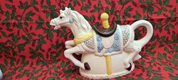 Angol fajansz porcelán lovacska kanna, kiöntő (M5961)