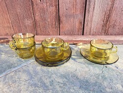 Vintage, Pyrex France borostyánsárga kávéscsésze szett készletpótlásra