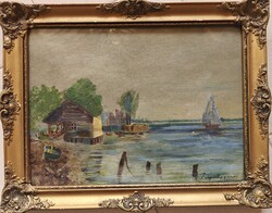 Signed (Jenő Kárpáthy) in a beautiful glazed blonde frame
