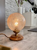 Vintage német asztali lámpa – Wortmann & Filz (WOFI), repesztett üveg búra