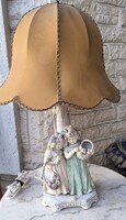 Szecessziós Porcelán Fayance szobor szobros asztali lámpa kislànyok viràgkosàrral . Nagy méretű !!