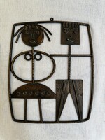 Percz János bronz fali plasztika - Család