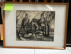 Szentiványi Lajos - Zugor Sándor Vajdahunyad vára rézkarc