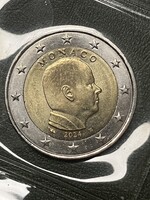 Monaco 2 euro 2024 verdefényes bimetál forgalmi pénzérme