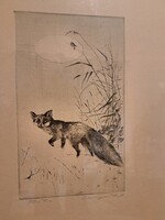 Csergezàn Pál ritka rézkarca, Róka.