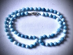 Fazettált, egyenként csomózott kék Amazonit nyaklánc