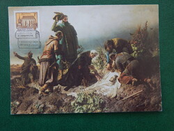 Képeslap, festmény motívum - Székely Bertalan: II. Lajos holttestének megtalálása