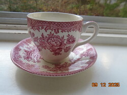 Angol pink virág mintás kavés csésze alátét tálkával Enoch Wedgwood