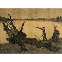 Nyári Lóránt (1928-1982) Dunai horgászat, 1970 /számlát adunk hozzá/