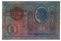 1912 100 korona MO bélyegzés UNC.
