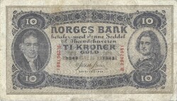 10 kroner korona 1943 Norvégia