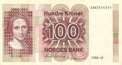 100 kroner korona 1988 Norvégia