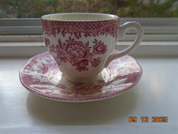 Angol pink virág mintás kavés csésze alátét tálkával Enoch Wedgwood