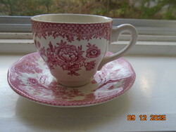 Angol pink virág mintás kavés csésze alátét tálkával Enoch Wedgwood