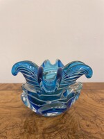 Muranoi kék, szirom alakú üveg váza